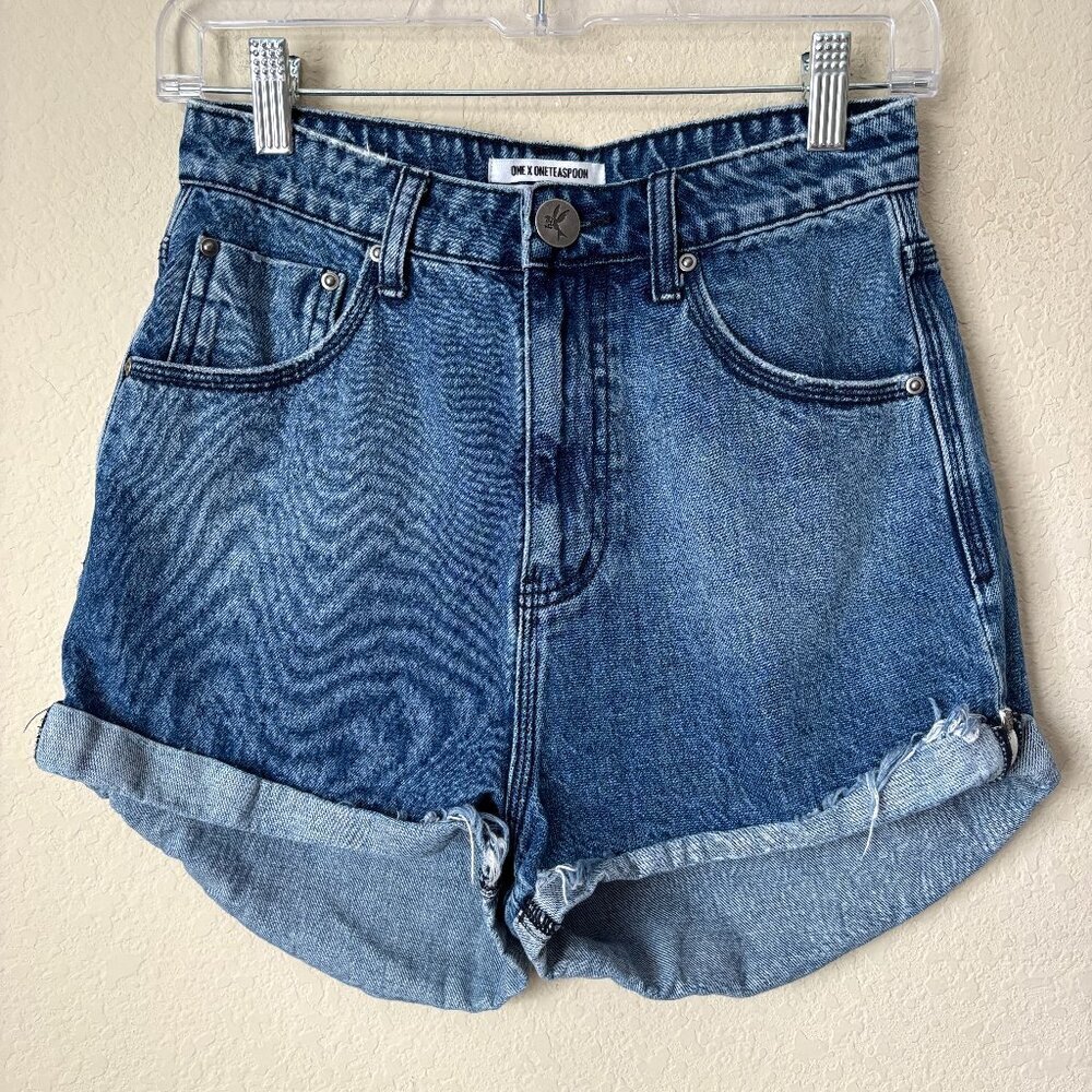 One x One Teaspoon High Waist Cuff Hem Bandits Jean Shorts